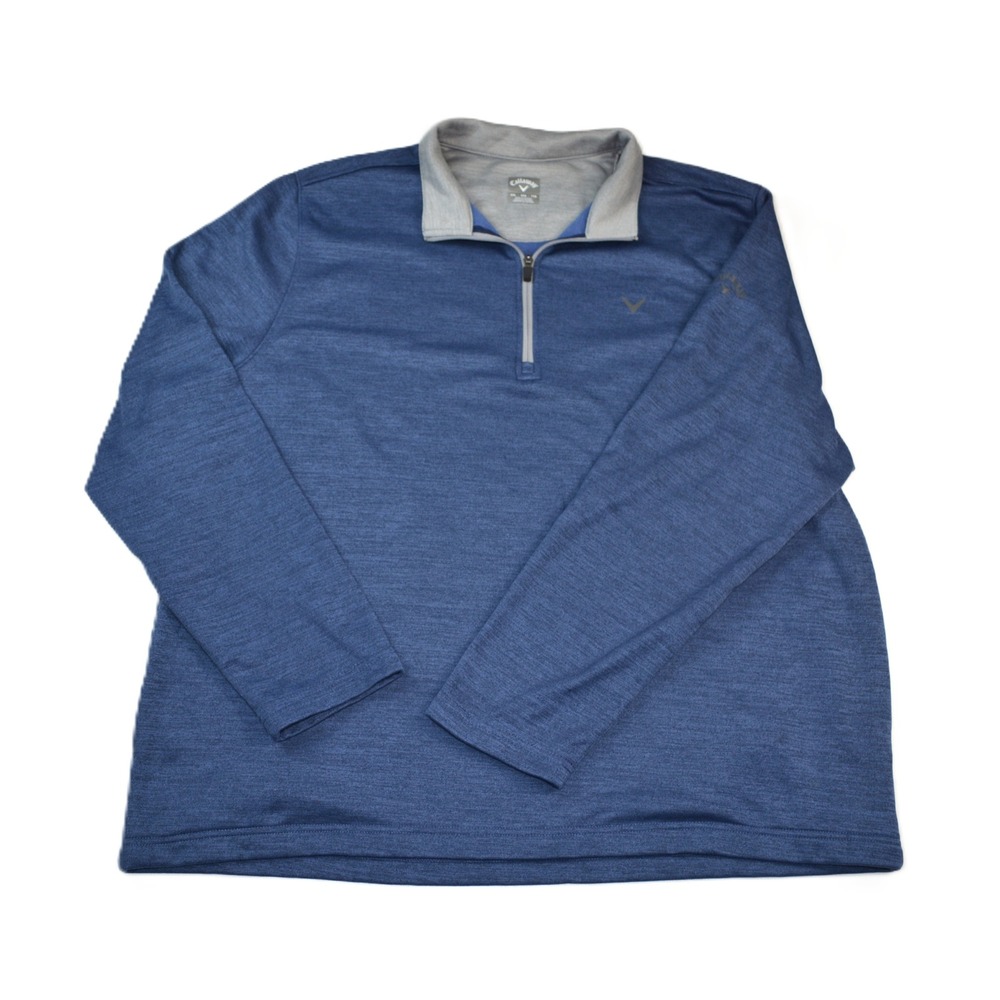 Callaway Mens XXL 1/4 Zip Pullover Blue Heather Golf Long‎ Sleeve Shirt MA7192